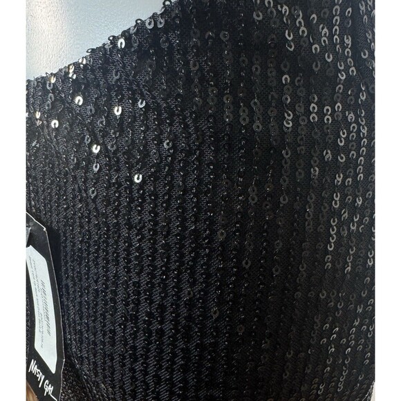 Nasty Gal Sexy Sequin Bandeau Lace Up Back Midi Semi-Formal Slit Dress Sz 4 NEW - Picture 8 of 9